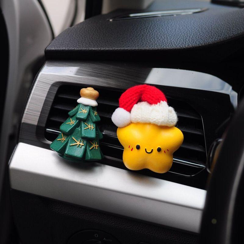 Car Aromatherapy Pendant, Cute Cartoon Lucky Star, Christmas Tree Car Decoration, Diffuser Stone for Air Vent Interior
