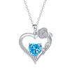Rose Flower Love Heart Jewelry Wife Girlfriend Mom Daughter Anniversary Birthday Gift 12 Birthstone Necklace for Women