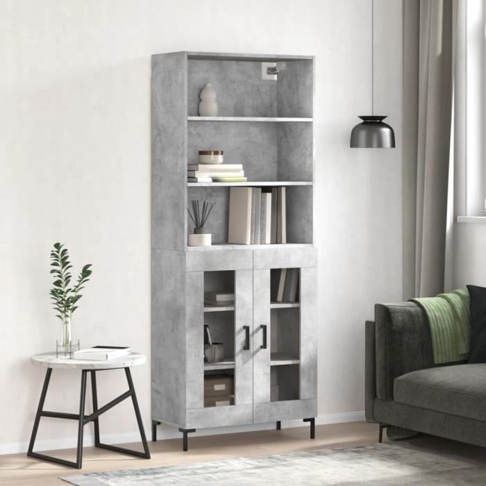 VidaXL Highboard Concrete Grey 69.5x34x180 Cm Engineered Wood 3189321