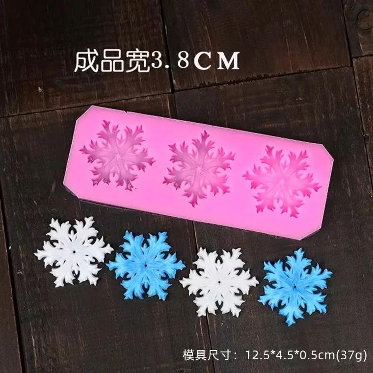 

Winter Christmas Size Snowflake Silicone Mold Fondant Dry Pace Cake Decoration Baking Tools DIY Drops Aromatherapy Plaster Mold