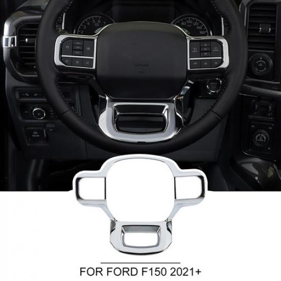 Steering Wheel Decoration Cover Trim Accessories For Ford F150 2021-2023 Chrome