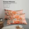 Rose And Butterfly Printed Bedding Set Peach Color Floral Design With Duvet Cover & Pillowcases For Bedroom Decor