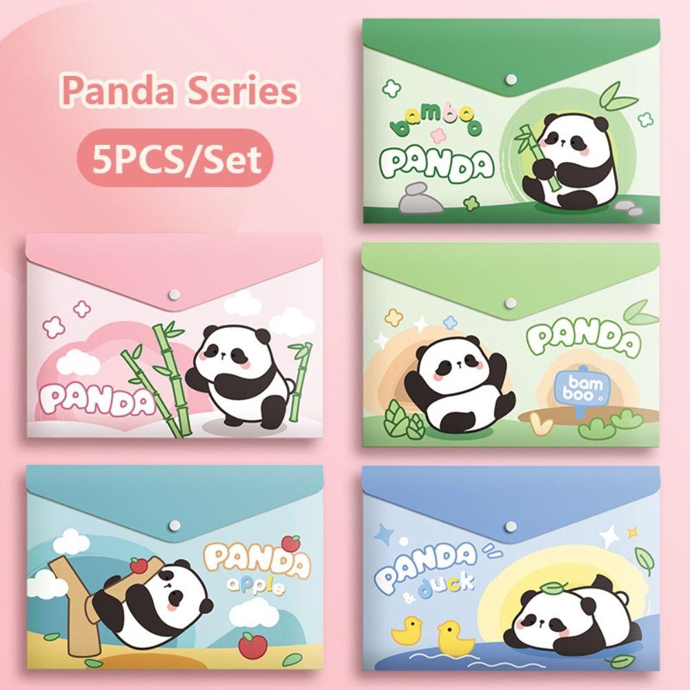 5PCS/Set Large Capacity File Bag Snap-fastener Document Bag Portable A4 File Folder  School Office