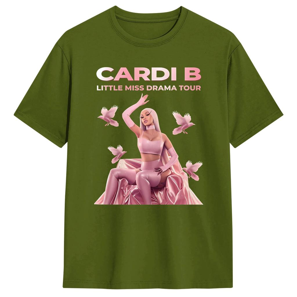 Cardi B Little Miss Drama Tour 2026 T Shirt Harajuku TShirts Short Sleeve Funny Tops Summer Pure Cotton Plus Size Tees