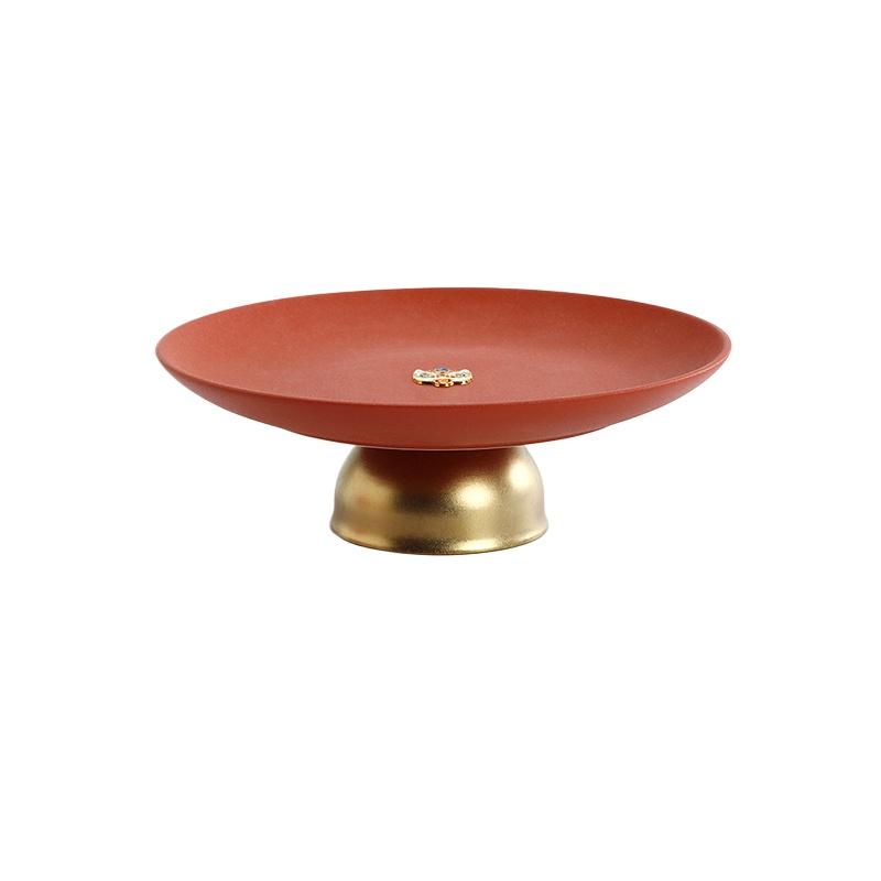 Great Fortune Fruit Plate Home Living Room Ceramic Anti-slip Fruit Plate Light Luxury High-end Round Dried Fruit Snack Plate New