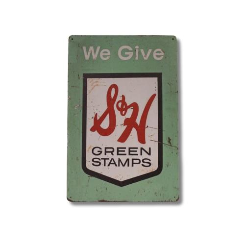 

We Give SH Green Stamps Tin Sign Vintage Grocery Store Decor aluminum 20x30cm（7.8x11.8inch）