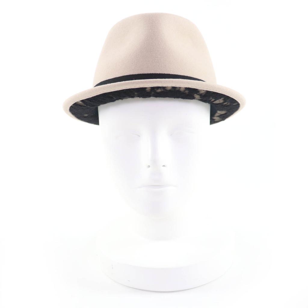 Excellent CHANEL Hat COCO Mark Button Fedora Hat Beige Felt Women M 13B Used