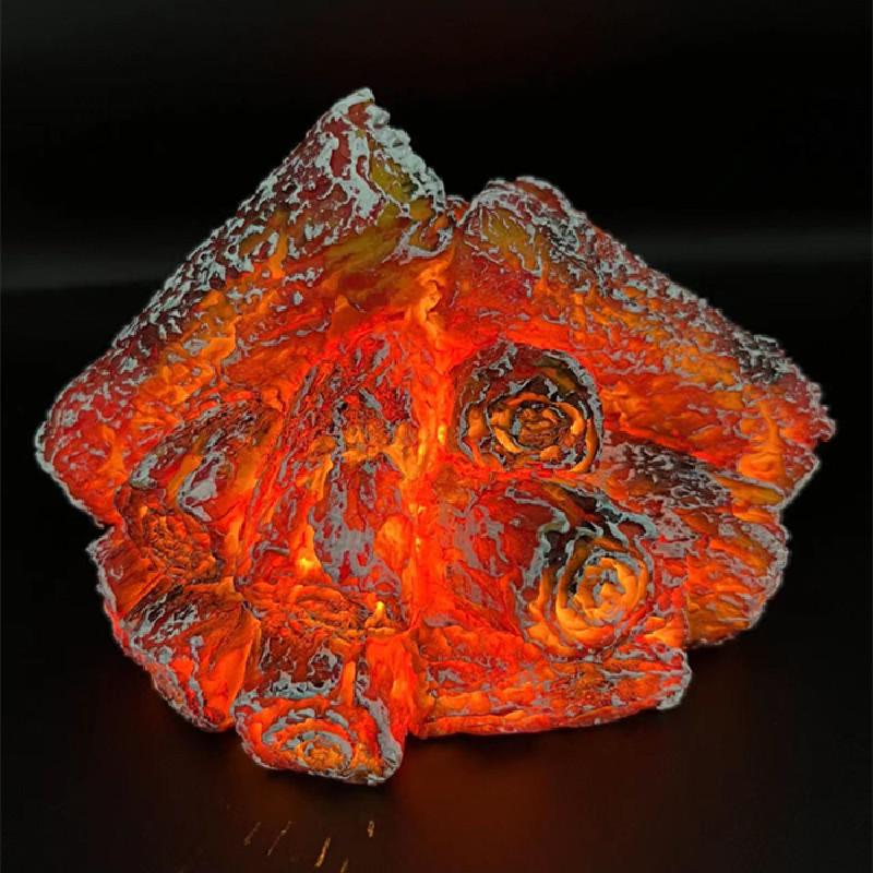 LED Resin Charcoal Flame Light: Modern Minimalist Battery-Operated Ornament & Christmas Gift Props