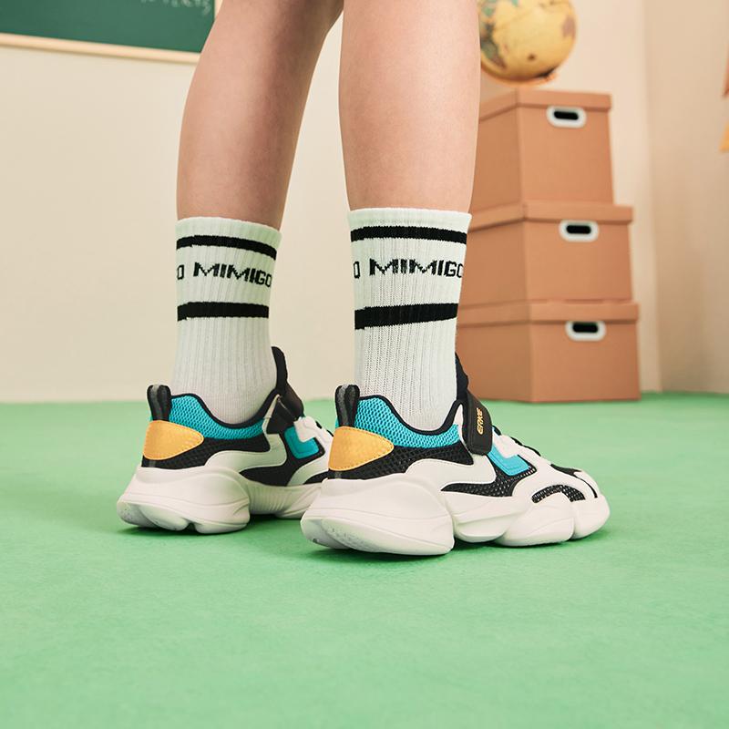 Hongxing Erke Comfortable Versatile Non-Slip Shock-Absorbing Breathable Low-Top Running Shoes Kids sneakers White Black Blue 65124202053-001