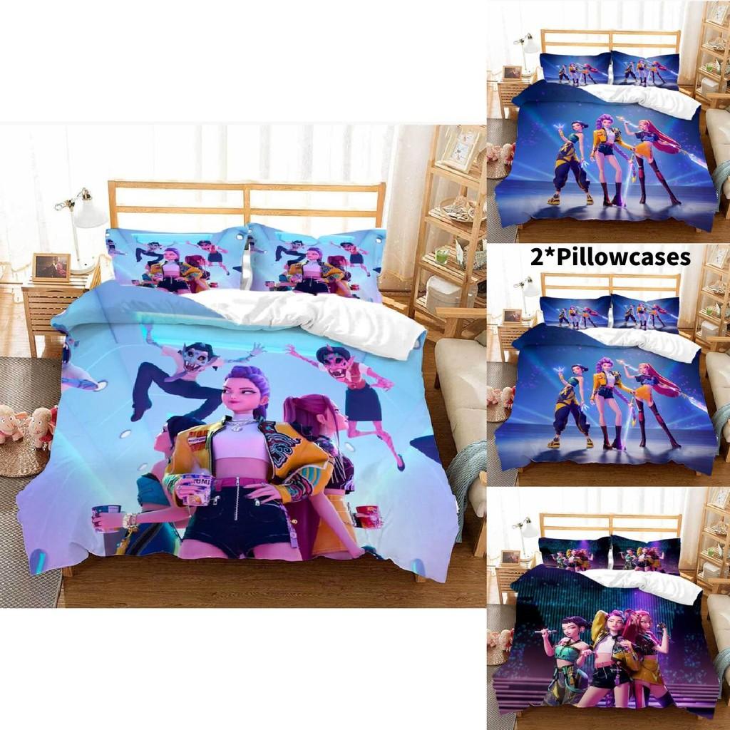 Kpop lovci démonů Třídílná sada povlečení s potiskem pro moderní dekoraci ložnice