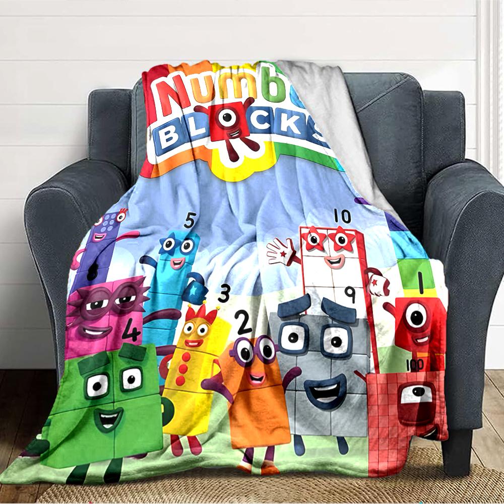 1pc 3D-Number-Blocks-Cartoon Blanket, Gift, for Men and Women, Soft Blanket, Good for Sofa Bed Couch Travel, Lightweight Flannel Blanket