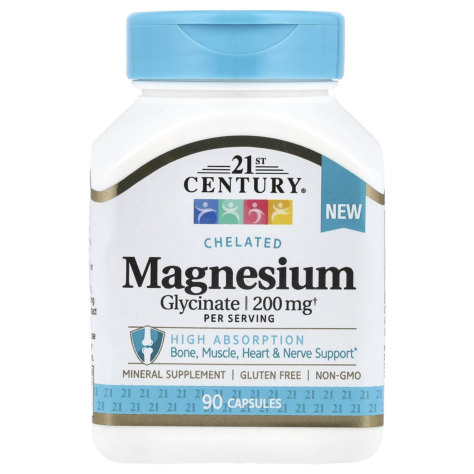 

21st Century, Chelated Magnesium Glycinate, 90 Capsules, (100Mg per Capsule)