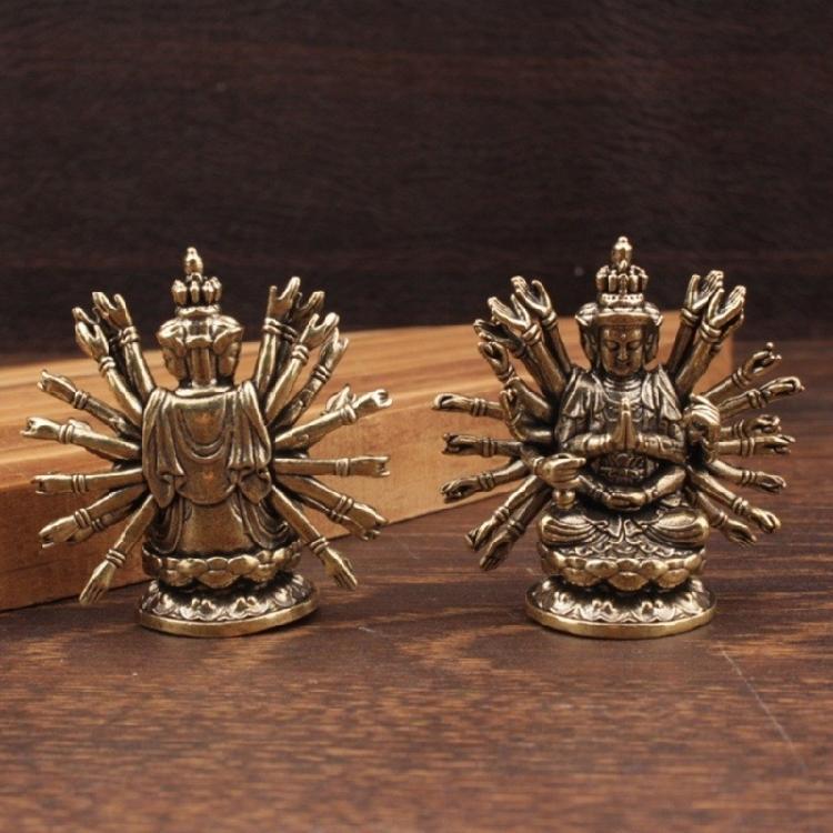 Brasses Buddhist Sculpture Detailed Thousand Hand Guanyin Statue For Serenes Space Fengshui Meditations Spiritual Decors