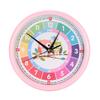Nikou Wall Clock Cartoon Hanging Children Teaching Kid's Plastic Colorful Quartz Time for Learning Bedroom Classroom(pink)