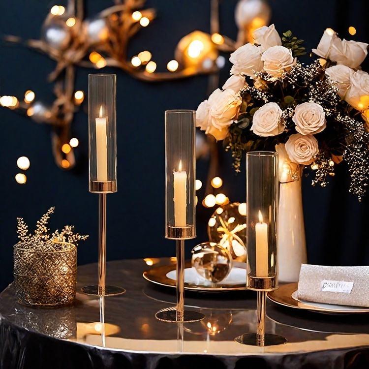 European Style Electroplated Glass Candlestick for Weddings, Birthdays, and Parties