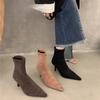 Herbst High Heel Stretch Slim Damen Stiefeletten Herbst Damen Elegant Spitzschuh Kurz Botas Damenschuhe