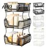 Heavy Duty Storage Stand 2/3 Layer Countertop Organizer Rack, Fruit Basket Stand, Living Room Rack Space Saving Carbon Steel for Kitchen, Pantry
