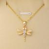 1 Piece Cute Dragonfly Zirconia Pendant Necklaces for Women Gold Color Stainless Steel Necklace Jewelry Party Accessories