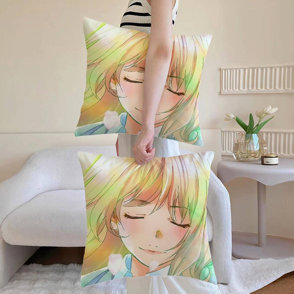Y-Your Lie in April Kaori Miyazono Kissenbezug Milbendicht Kissenbezug Verdeckter Reißverschluss Seidig Sofakissenbezug