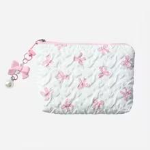 

New Korean Style Fashion Simple Bow Wallet Cute Large Capacity Lipstick Storage Makeup Bag Coin Wallet Women Girl Birthday Gifts рожевий