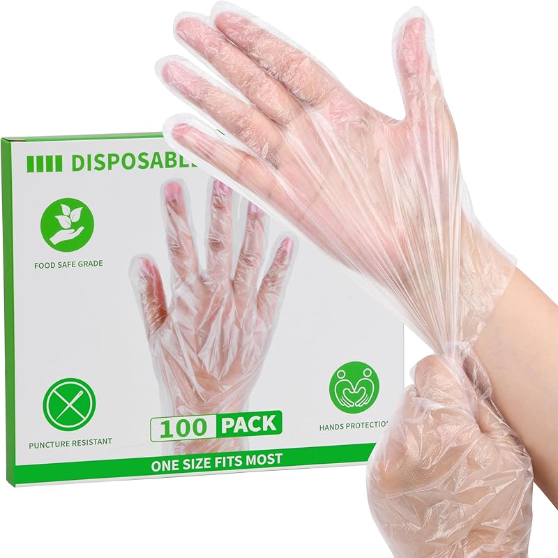 BYMORE Disposable Plastic Gloves Bulk, Clear Food Handling Service Gloves for Kitchen Food Prep Food Service Food Handling