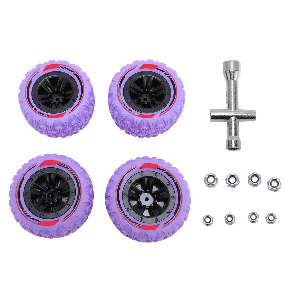 4pcs RC Car Wheels Tires Set with Socket M3 M4 Nut Universal Rubber RC Car Tires for 1/14 1/16 RC Cr