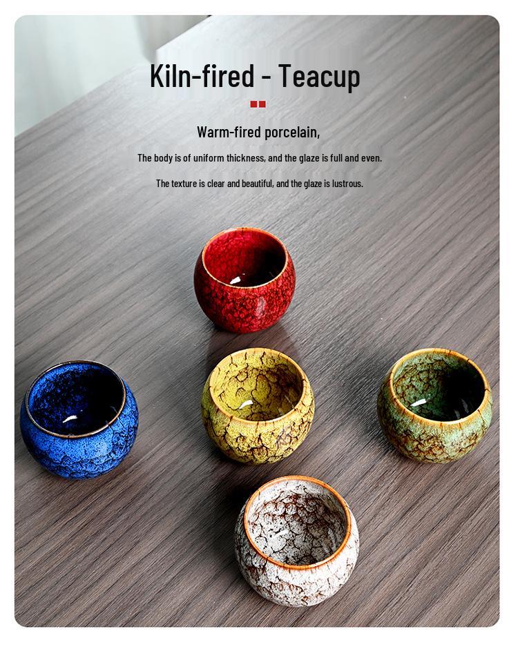 Kiln-fired Five Elements Teacup Gift Set - Chinese Trend Ceramic Tea Tasting Cups