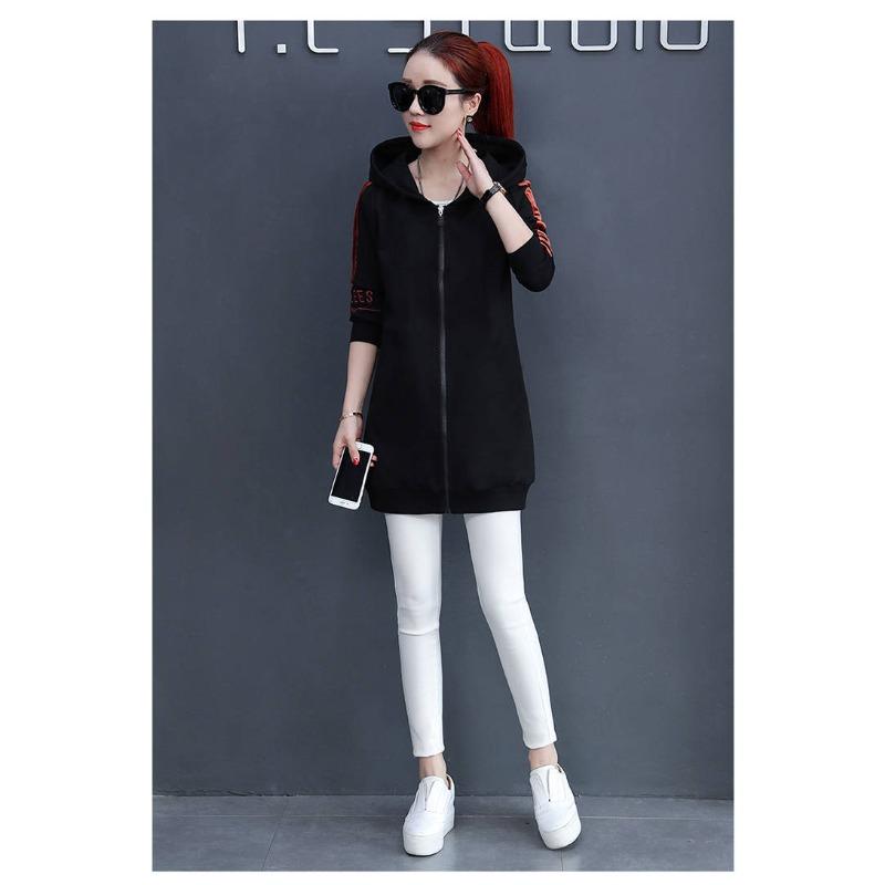 Herbst und Winter Neu Samtgefütterter Kapuzen-Langpullover Mantel Studentinnen Koreanische Version Lockerer Cardigan Bluse Damenbekleidung.