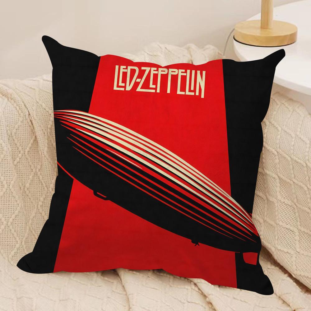 Band Lled Zzeppelin Cushion Cover Silky Short Plush Sofa Pillow Cover Hidden Zipper Soft Dustproof Case for Home Decor