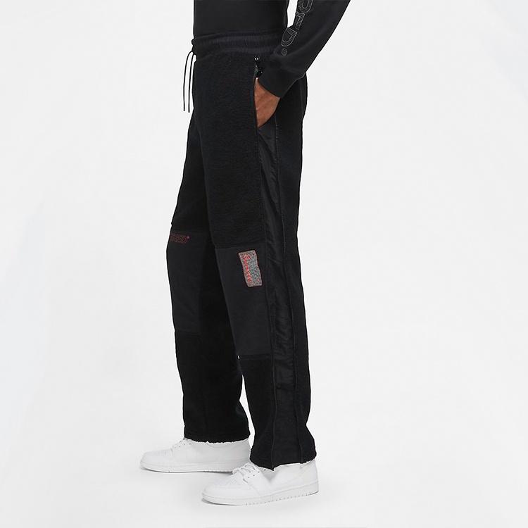 Air Jordan 23 Drawstring polar fleece Splicing Casual Sports Long Pants Black Men's CV1099-010