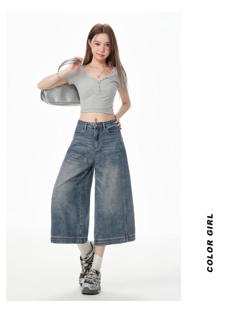 2025 Trendy Women’s Retro Wide-Leg Cropped Pants