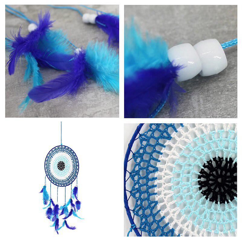 Hand-woven Craft Blue Feather Dream Net Catcher Cute Girly Bedroom Wall Hanging Living Room Decoration