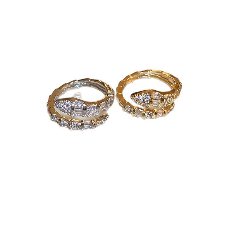 Zirconia Snake-Shaped Open Ring: Elegant High-End Index Finger Jewelry