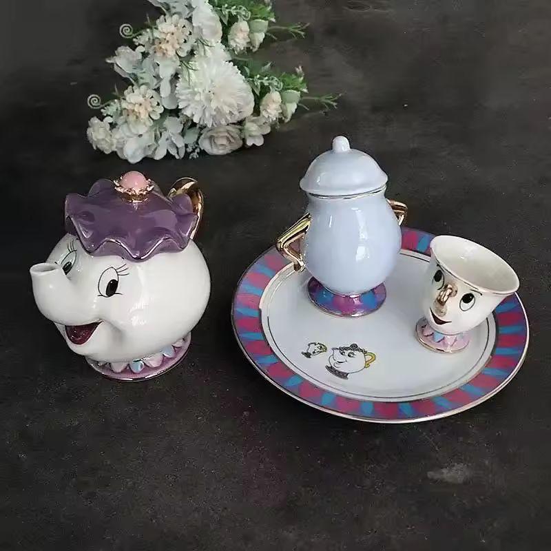 Latest Teapot Cartoon Beauty Plus The Beast Coffee Pots Mug Mrs Potts Chip Cup Tea Cup Pots One Tea Sets Droshipping Adorable Gifts