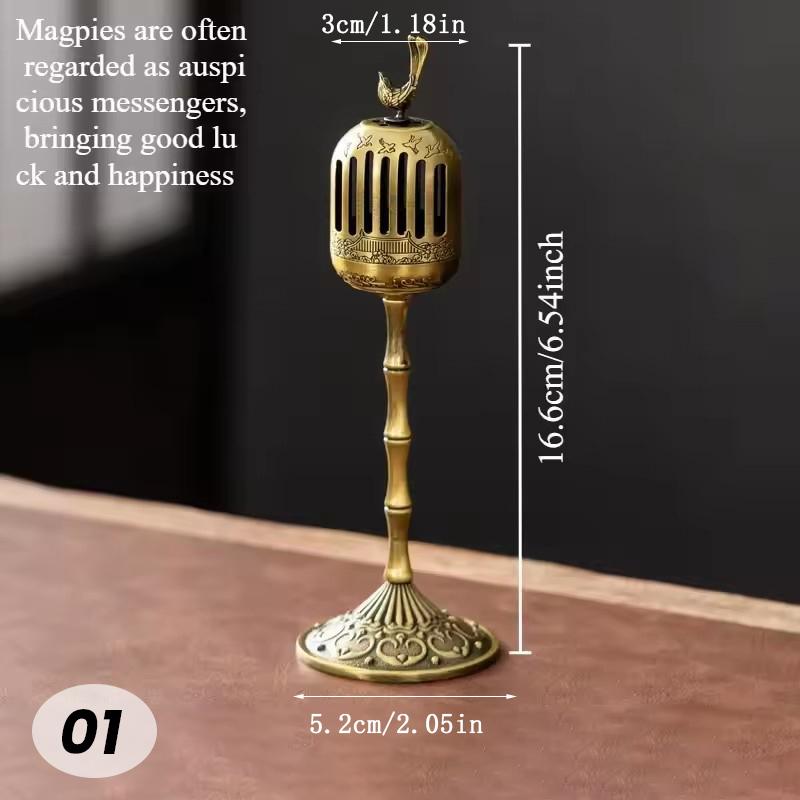Metal Magpie Hollow Lamp Sandalwood Fragrance Censer  Backflow Incense Holder Tea House Ornaments Study Room Home Decor Crafts