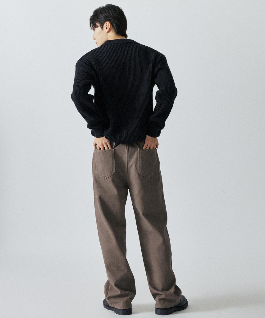 LXT Brushed Cotton Back Elastic Semi-Wide Chino Pants [Brown]