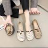 Retro Ethnic Style Hole Hole Single Shoes Soft-soled Women's Shoes 2025 Summer and Autumn New Comfortable and Versatile Hollow One-pedal Sandals