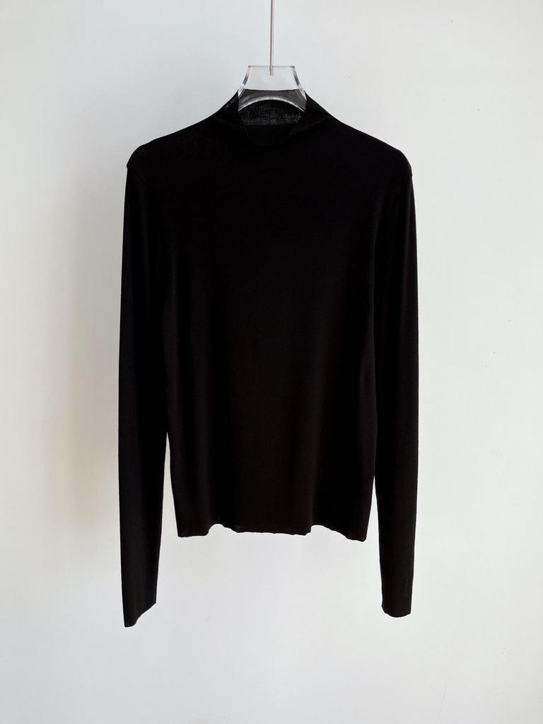 Women's Cashmere Semi-High Neck Long-Sleeve Slimming Top - Autumn/Winter Versatile Solid Color Innerwear