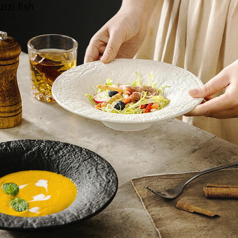 Ceramic Straw Hat Dinner Plate Fruit Plate Salad Bowl Soup Bowls Dessert Bowl Noodle Bowls Pasta Dish Western Food Plates Tray