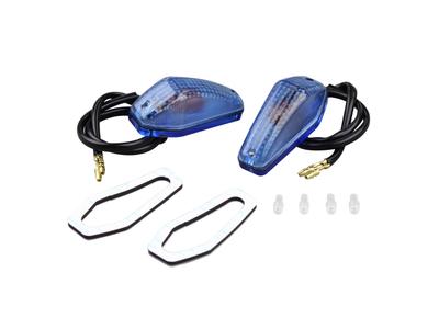 POSH 090014 Motorradzubehör, Aero Sharp Mini Typ (PACKUNG mit 2), 15W Glühbirne enthalten, Blaue Klarsichtlinse
