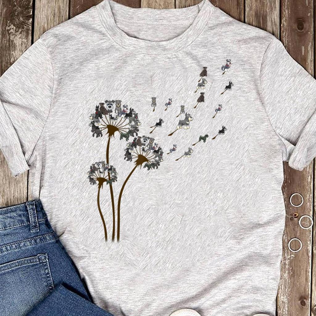 Schnauzer Flower Fly Dandelion Schnauzer Funny Dog Lover T-Shirt - Funny Dog - Schnauzer Lovers - Mother's Day
