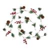 5.9ft Xmas Artificial Garland with Pine Cones Berries Faux Garland Home Decoration for Winter Holiday Party Decor