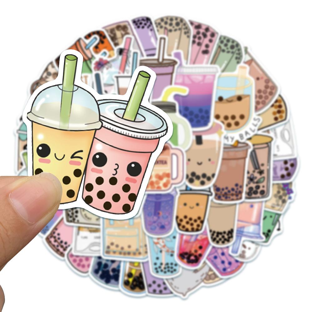 50 100Pcs Cartoon Ins Cute Drink Pearl Milk Tea Kawaii Graffiti Stickers Kid Aesthetic Scrapbook Phone Laptop Luggage Sticker