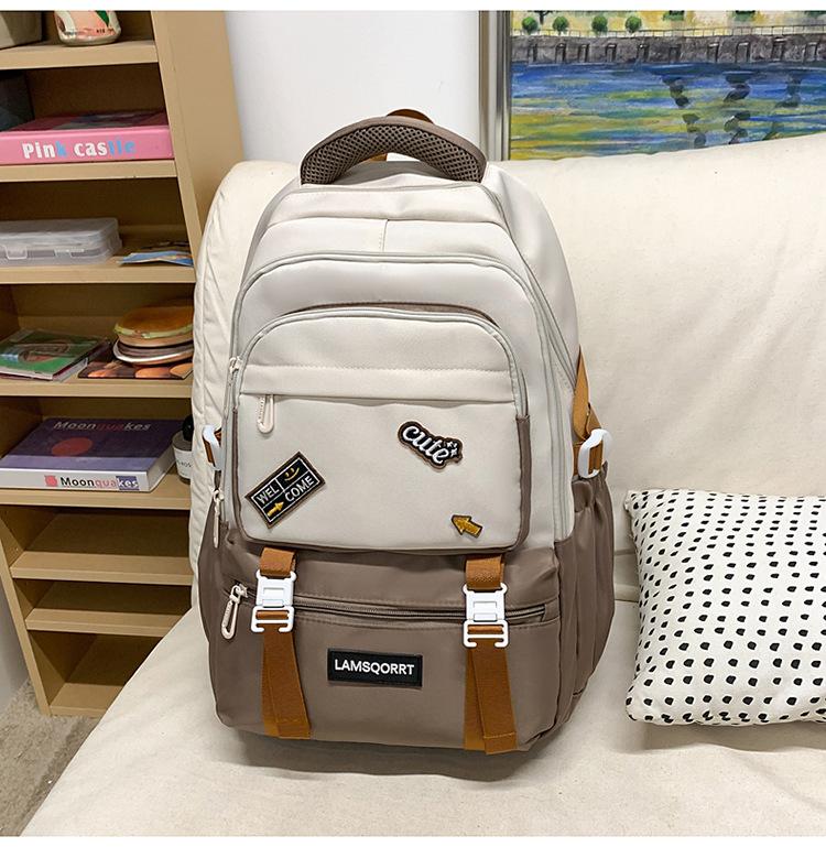 Double shoulder schoolbag Large capacity simple wear-resistant waterproof backpack New ridge protection fashionable backpack