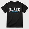 Varsity Black Excellence Graphic Tee. Streetwear Brand Graphic T-Shirt. Foams Pro University Blue