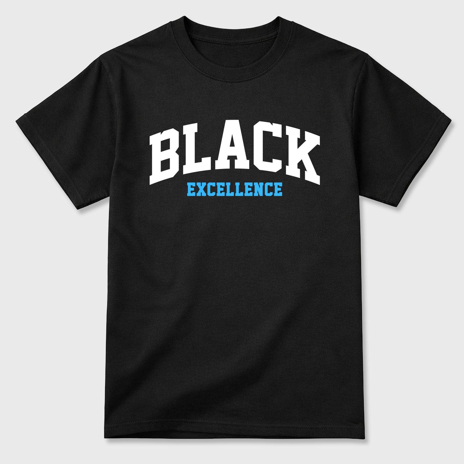 Varsity Black Excellence graphic tee. Streetwear Brand Graphic T-Shirt. Foams Pro University Blue S