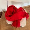 Winter new solid color versatile thickened scarf mohair fringed soft waxy warm student scarf women