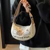 New Commuter Versatile Canvas Shoulder Bag Student Lazy Style Cartoon Cute Underarm Bag Messenger Bag