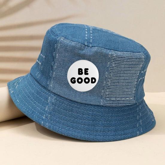 5Pcs Creative Be Good Badge Smooth High Gloss Surface Inspirational Brooch Pin with Simple Black Text on White Background Daily
