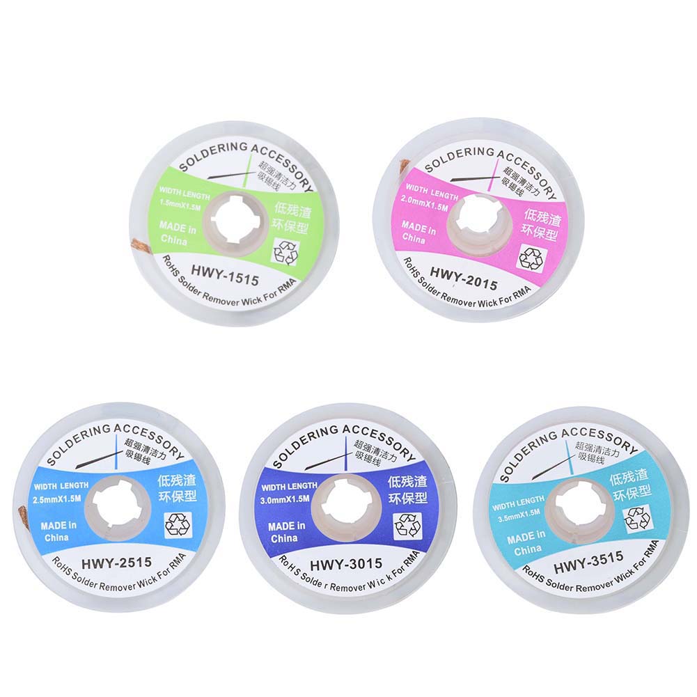 

5Pcs Soldering Wick Desoldering Wire Braid Solder Remover Sucker 1.5m